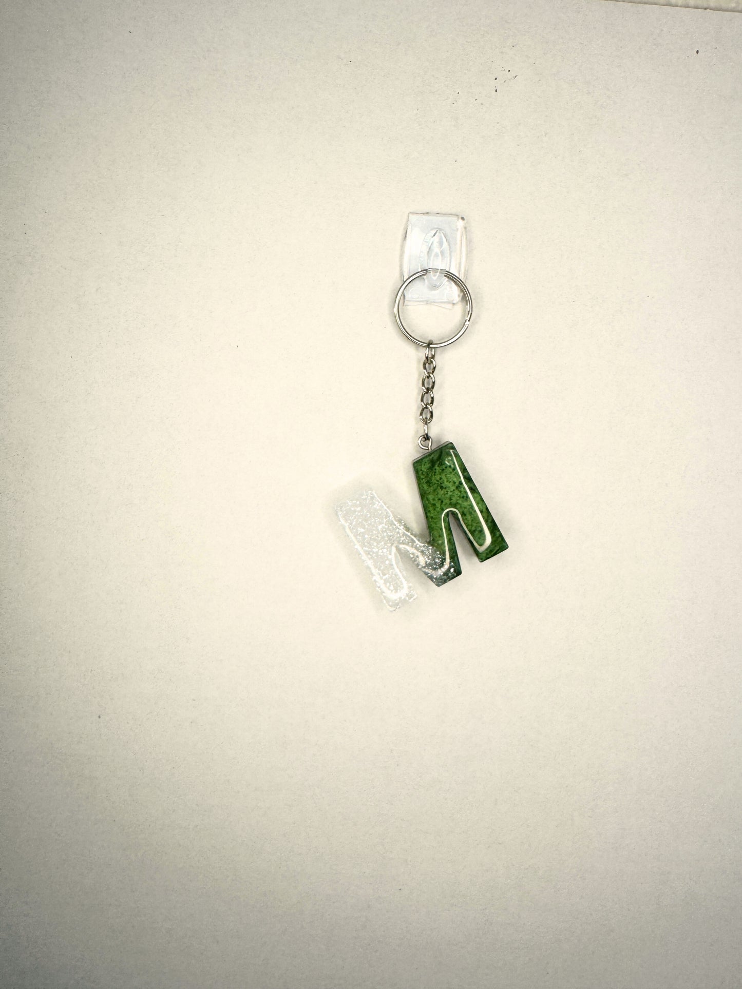 Alphabet letter  keychain Dark green and Silver