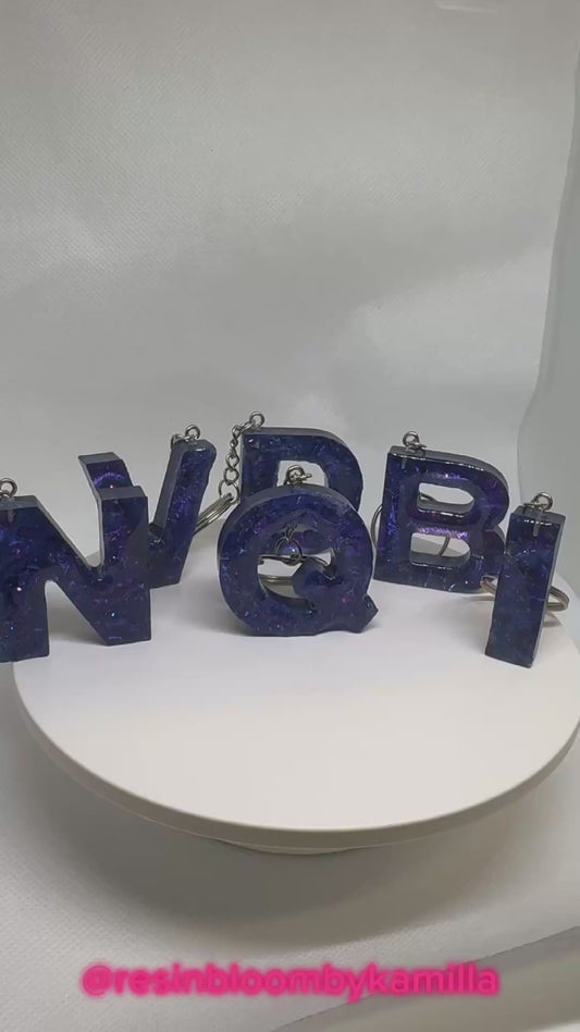 “Midnight Galaxy Letter Keychain”